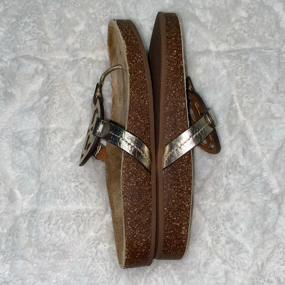EUC Tory Burch Miller Cloud metallic goat leather cork Sandals